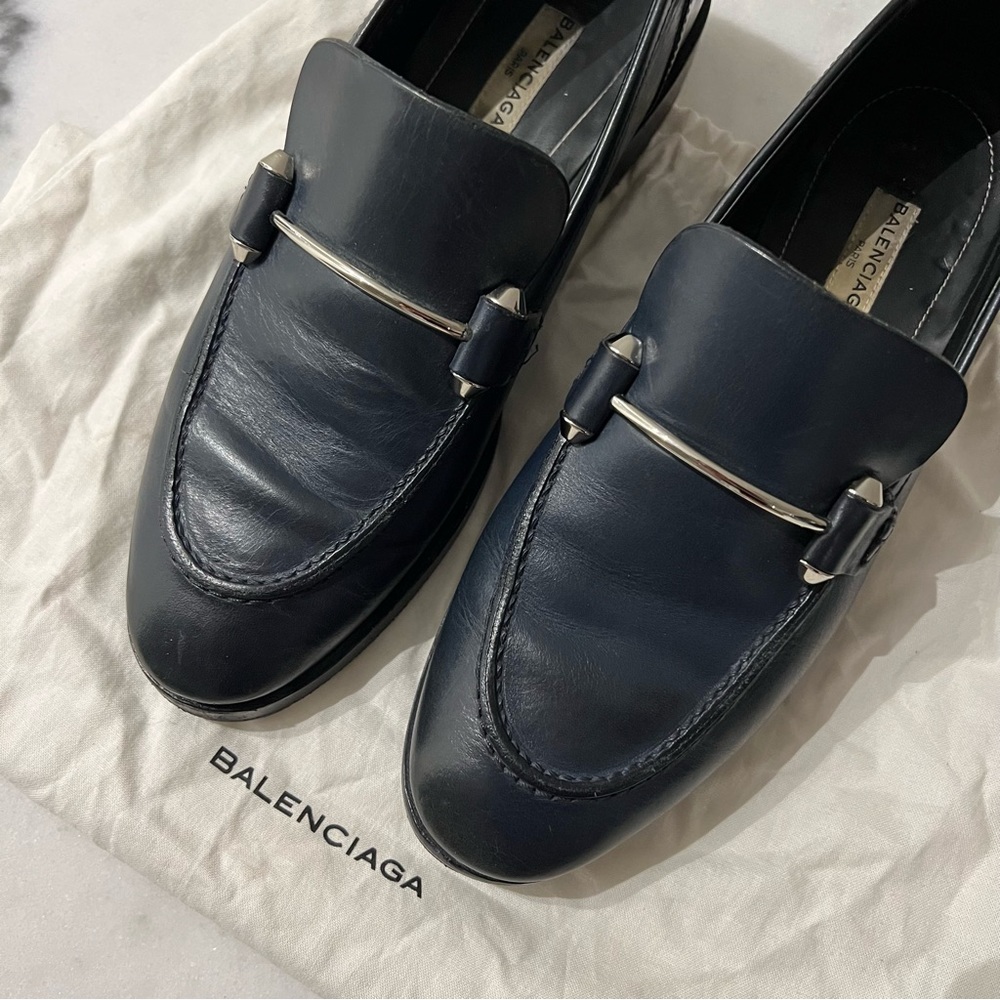 Balenciaga Navy Blue Loafers